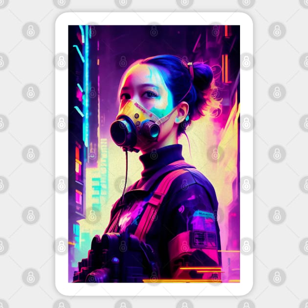 Abstract Cyberpunk Girl Sticker by Voodoo Production